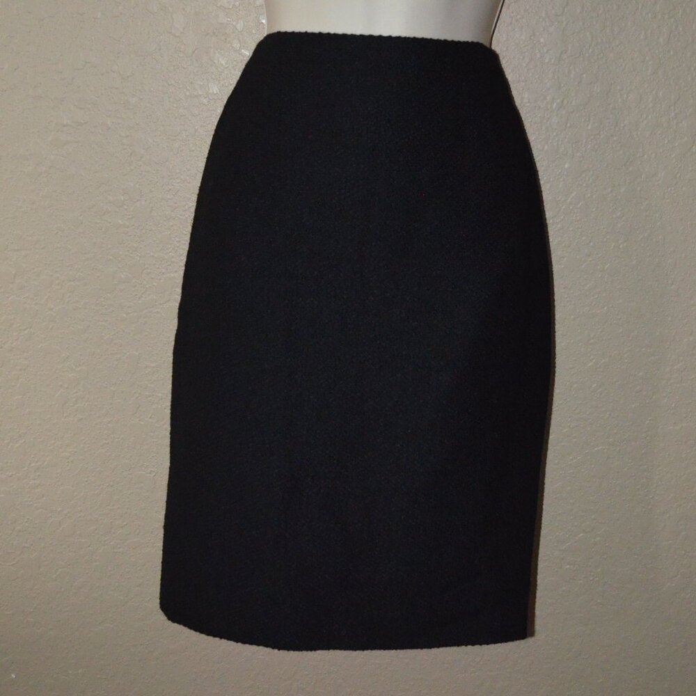 Sz 34 0 Escada Black Textured Patent Leather Trim Detail Skirt Blazer Suit Set - Picture 11 of 14